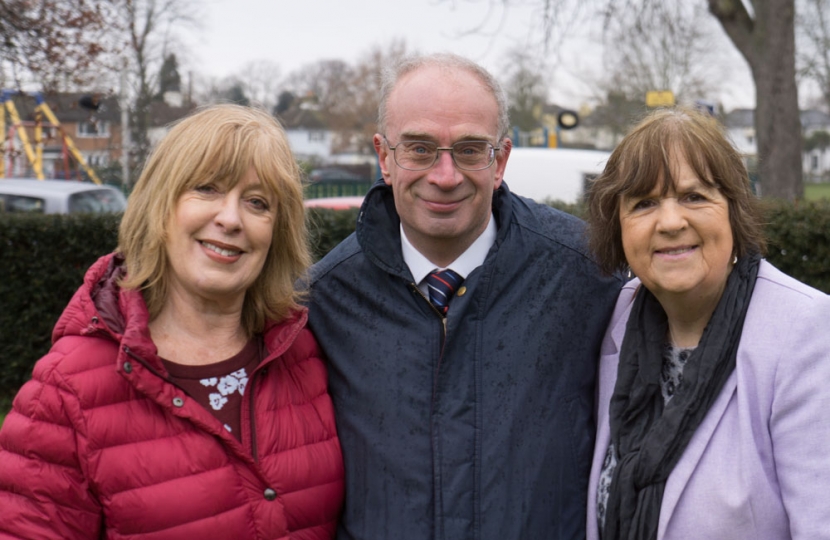 John O'Reilly pictured with Ruth Mitchell (left) and Cllr Mary Sheldon (right)