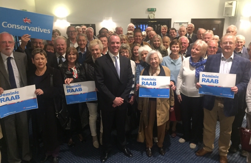 Dominic Raab with local Conservative party members at his re-selection