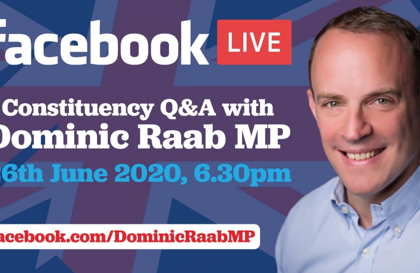 FacebookLive event with Dominic Raab MP