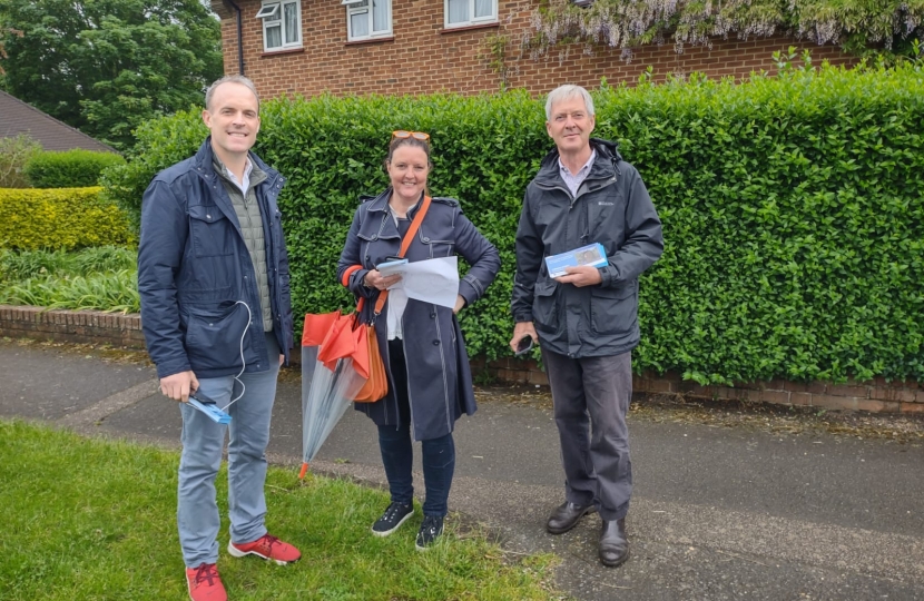 Corinne campaigning with Dominic Raab MP and Cllr Tim Oliver