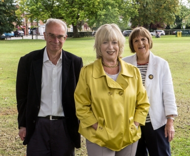 Hersham county councillor John O'Reilly, Ruth Mitchell and Cllr Mary Sheldon