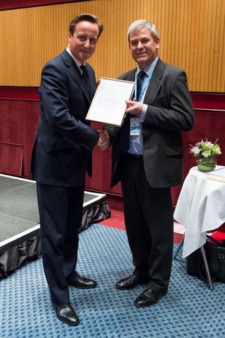 Prime Minister David Cameron with EWCA chairman David Lewis
