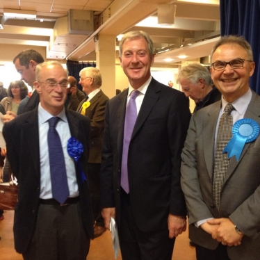 Cllrs John O'Reilly and Tim Oliver with newly elected Peter Szanto